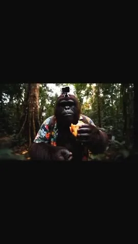 Video para redes: un gorila con celular en la selva